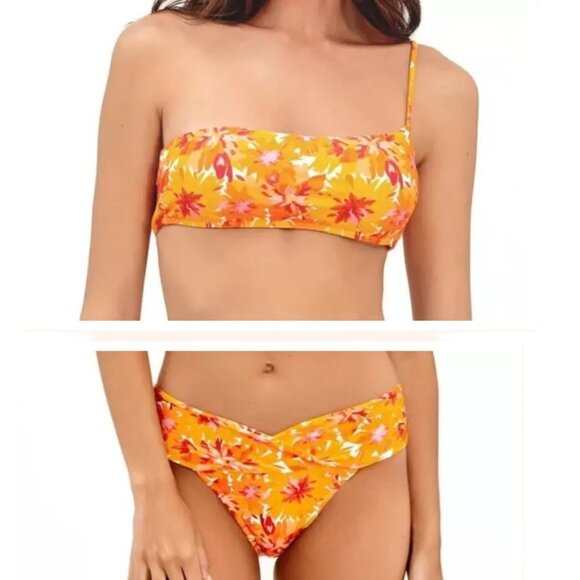 NEW VIX 'Lowana' Bikini Set Top Size L Bottom Size M Orange Multi - Picture 1 of 12